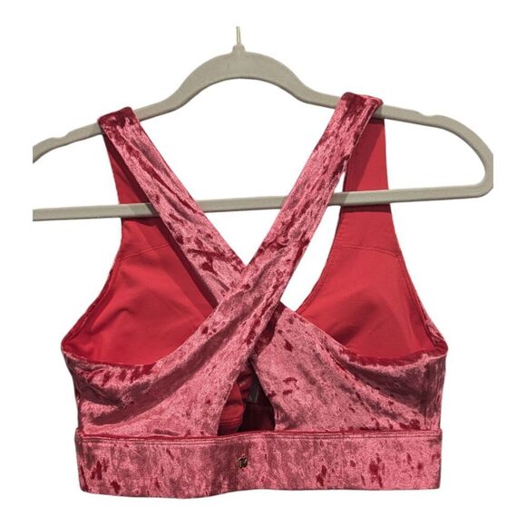 New! Fabletics Oasis Strawberry Red Crushed Velour Twist Athletic Sports Bra, M - Picture 6 of 9